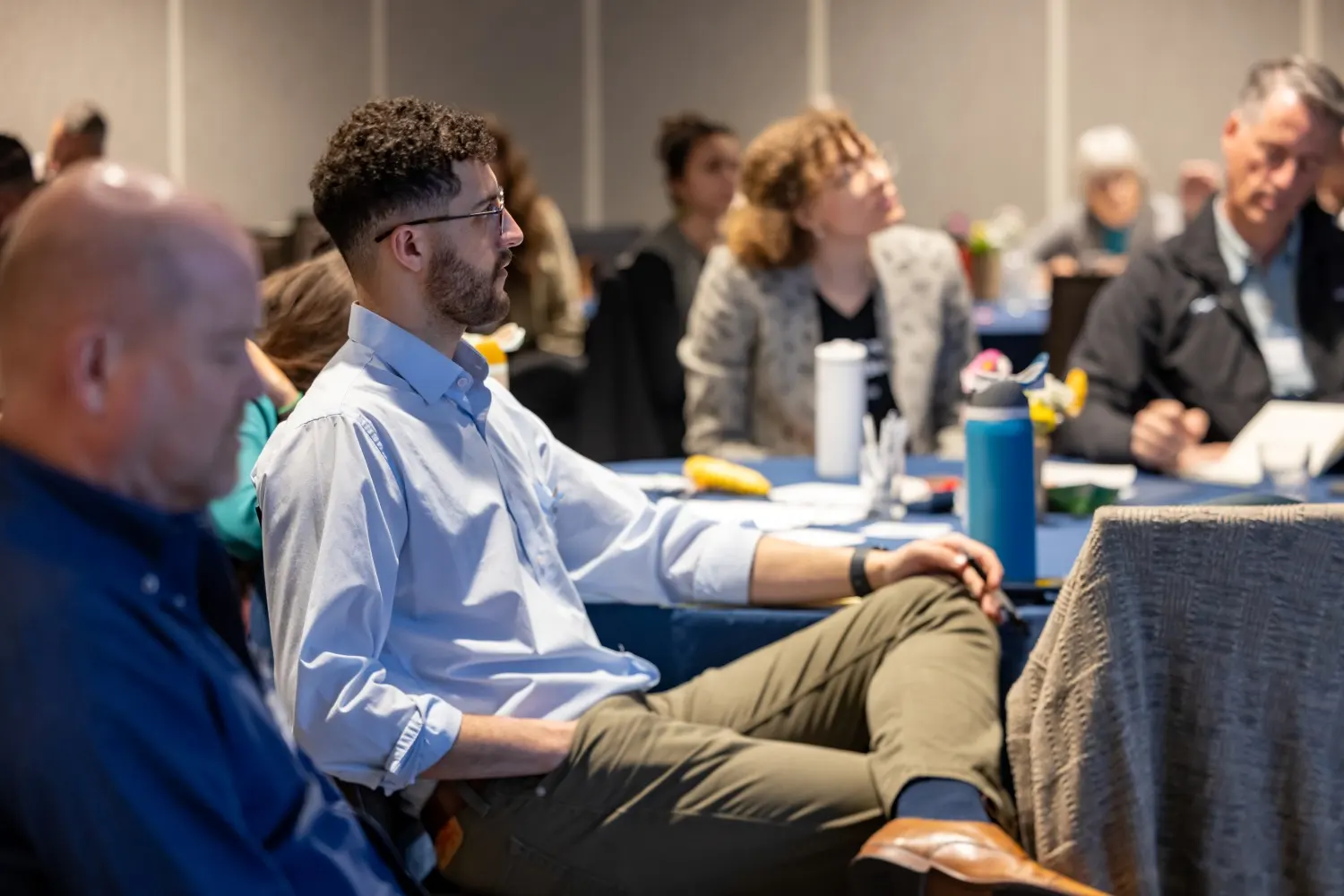 Student listening to lecture.